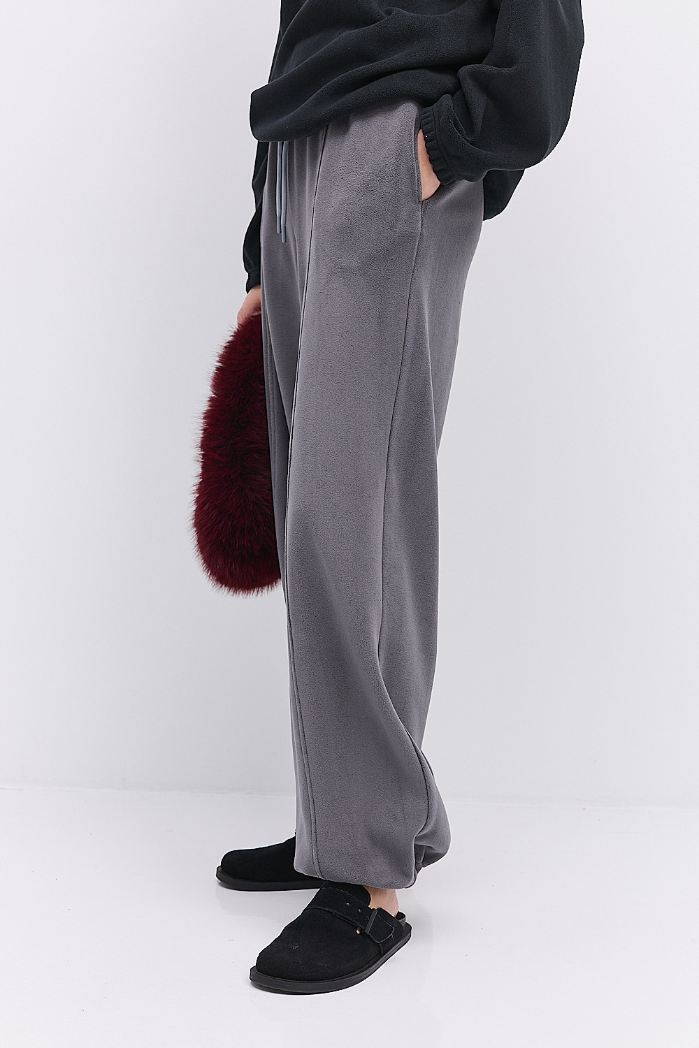 Теплі спортивні штани жіночі з флісу сірого кольору