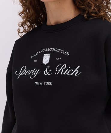 Жіночий спортивний костюм з утепленого трикотажу чорний з принтом Sporty & Reach