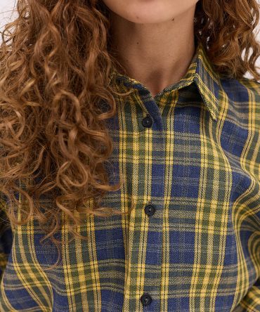 Жіноча картата сорочка жовтого кольору