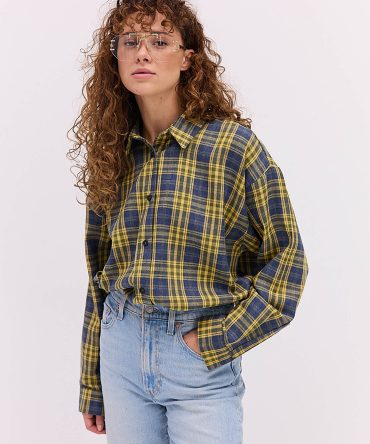 Жіноча картата сорочка жовтого кольору