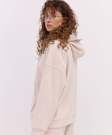 Жіночий флісовий костюм у спортивному стилі світло-бежевий