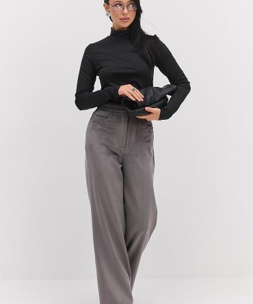 Жіночі класичні штани з утепленого вельвету сірі