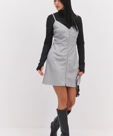 Жіночий теплий сарафан на блискавці сірий меланж