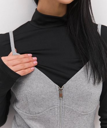 Жіночий теплий сарафан на блискавці сірий меланж