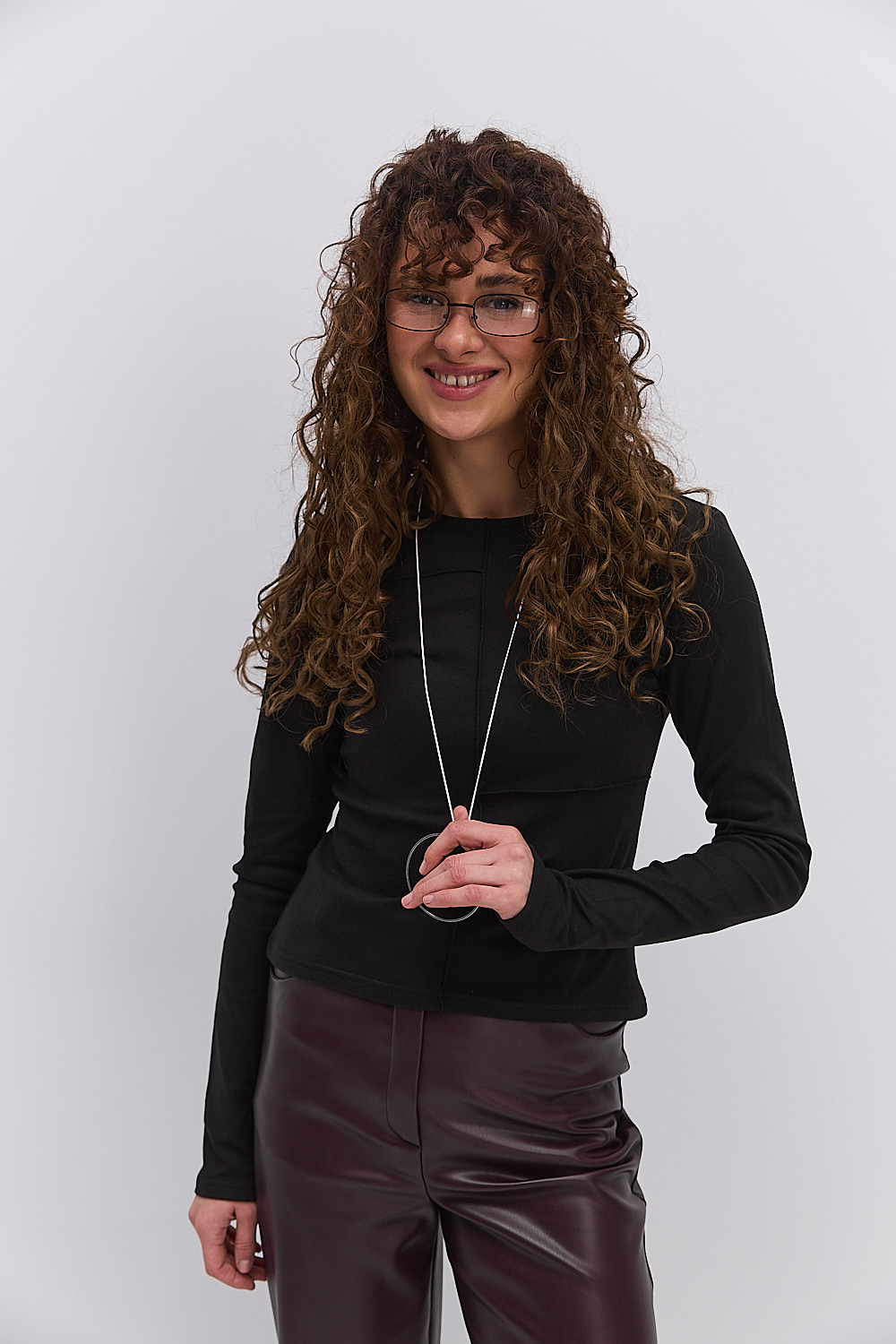 Жіночий флісовий лонгслів чорний зі швами навиворіт