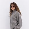 Жіночий флісовий світшот сірий з коміром на блискавці