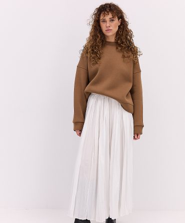 Жіночий утеплений світшот коричневий з принтом на спині