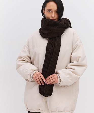 Жіночий в`язаний шарф зимовий темно-шоколадного кольору