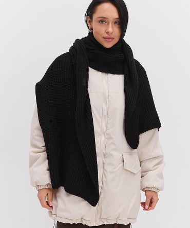 Жіночий в`язаний шарф зимовий чорного кольору