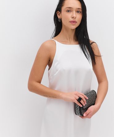 Довга вечірня сукня в білизняному стилі молочна