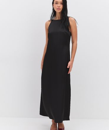 Довга вечірня сукня в білизняному стилі чорна