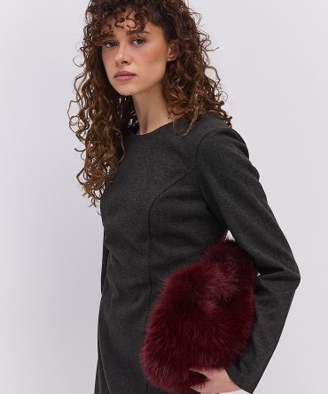 Коротка зимова сукня темно-сіра з рельєфними швами