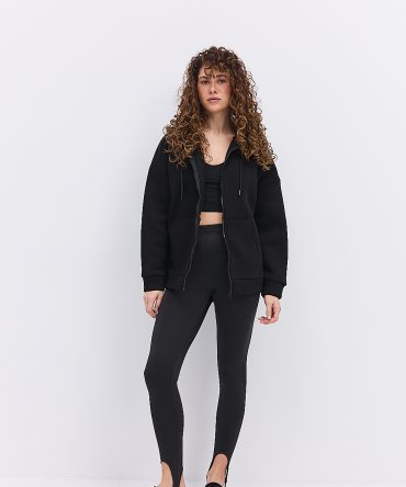 Жіночий утеплений світшот з капюшоном і блискавкою чорний