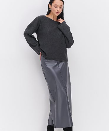 Жіночий в`язаний джемпер oversize графітовий