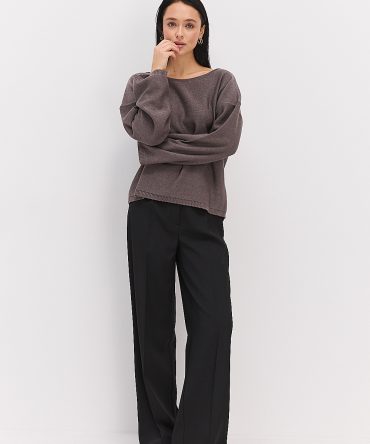 Жіночий в`язаний джемпер oversize світло-коричневий