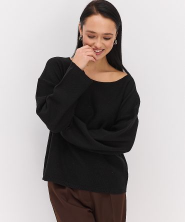 Жіночий в`язаний джемпер oversize чорний
