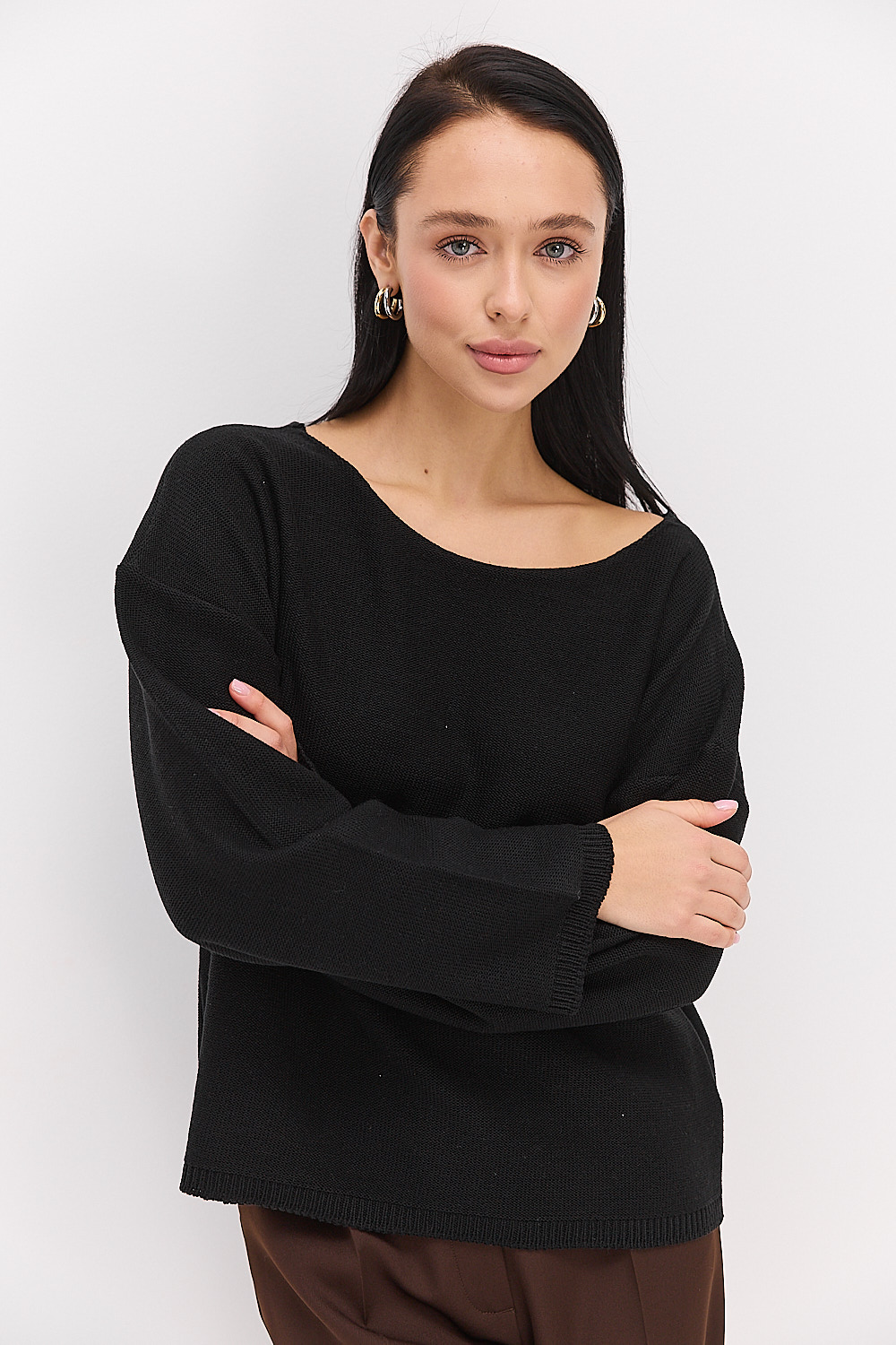 Жіночий в`язаний джемпер oversize чорний