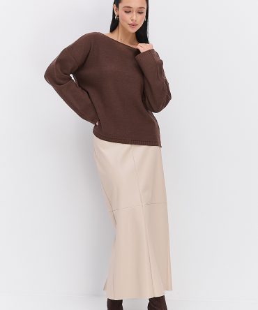 Жіночий в`язаний джемпер oversize шоколадний