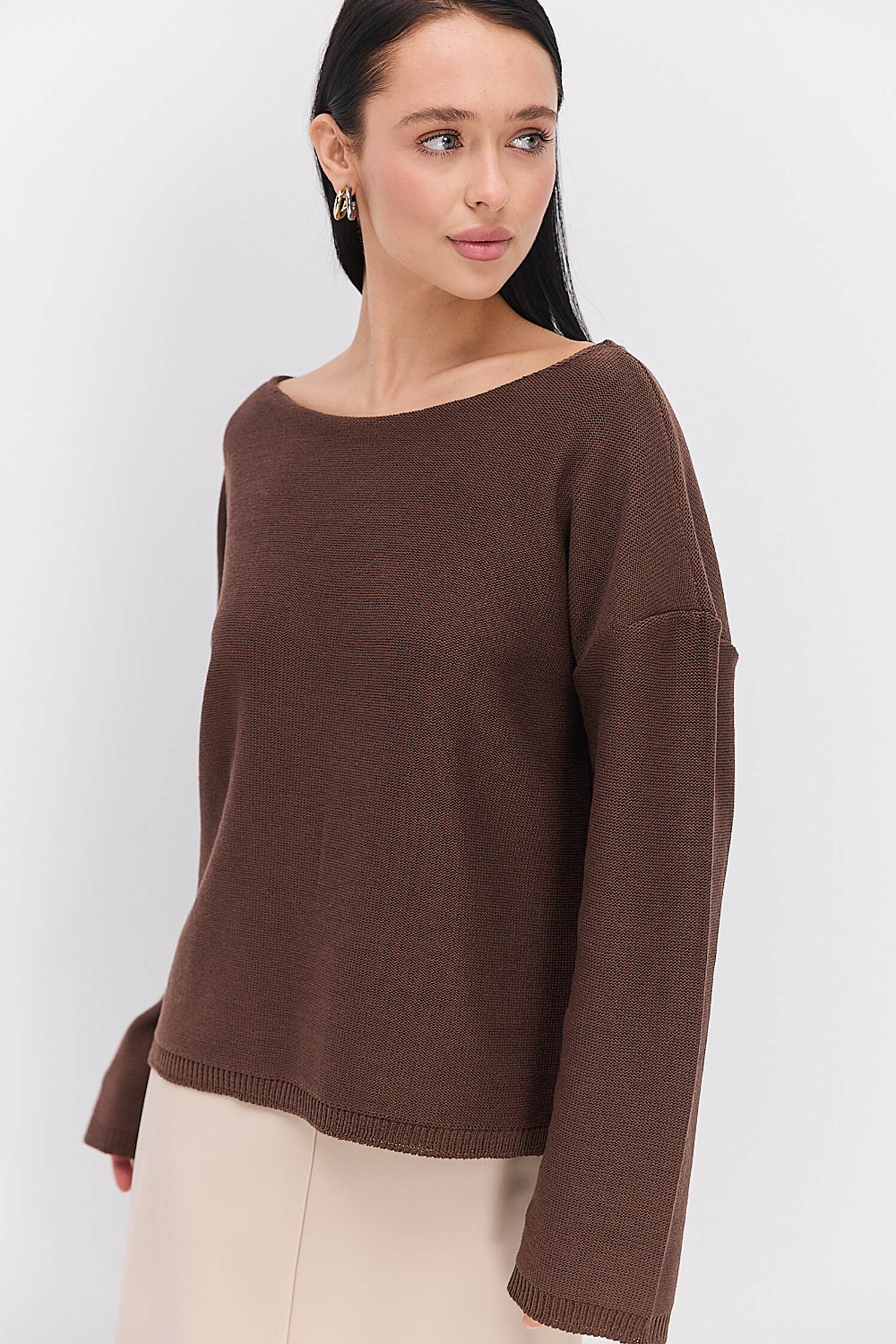 Жіночий в`язаний джемпер oversize шоколадний