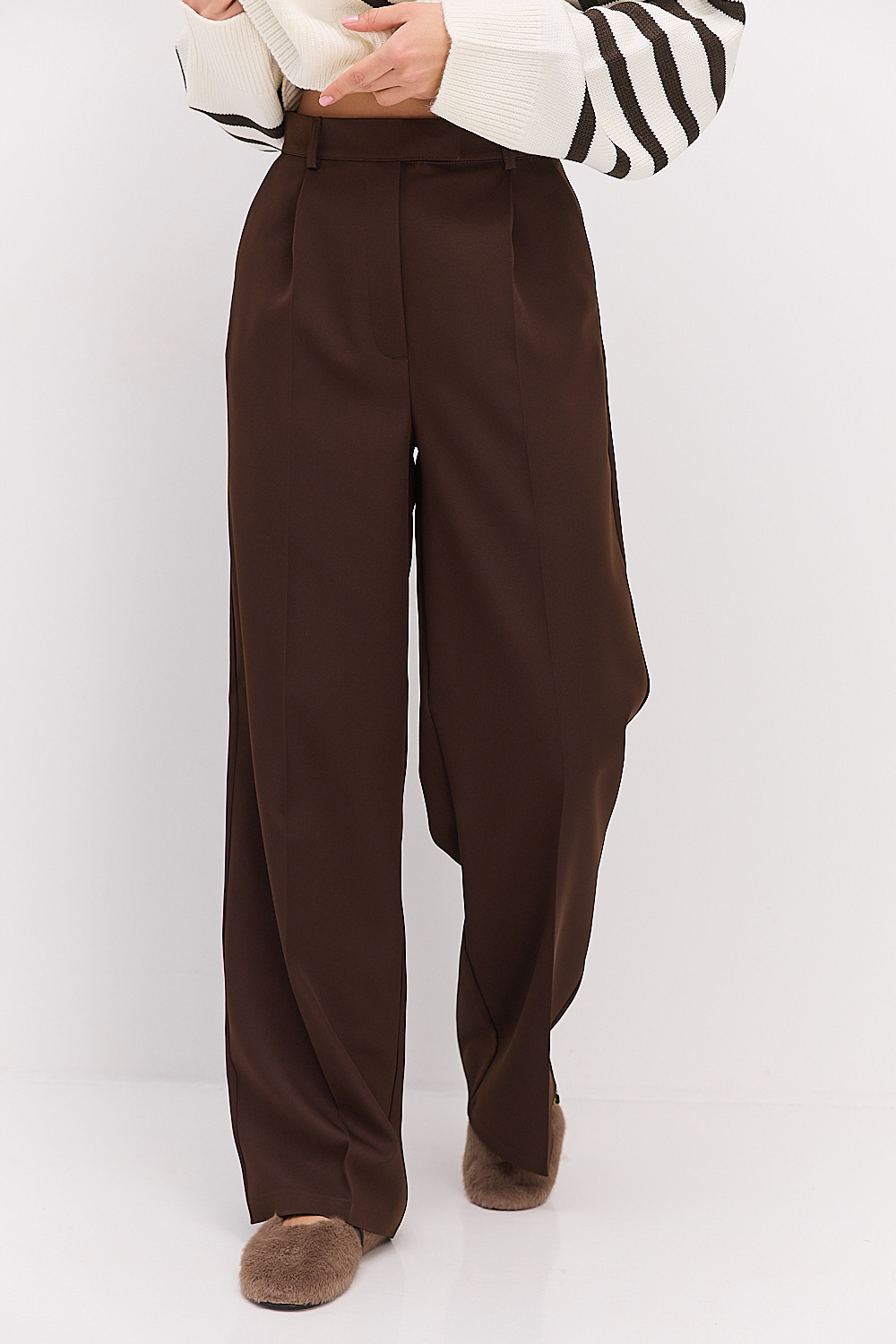 Жіночі палаццо з потаємними застібками темно-шоколадні