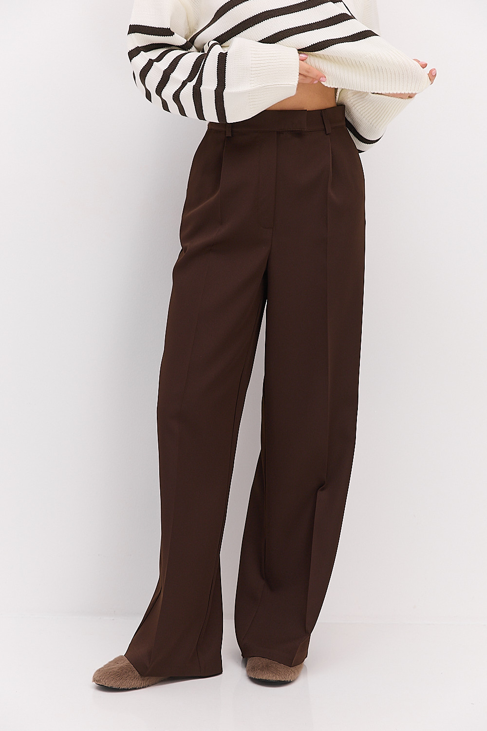 Жіночі палаццо з потаємними застібками темно-шоколадні