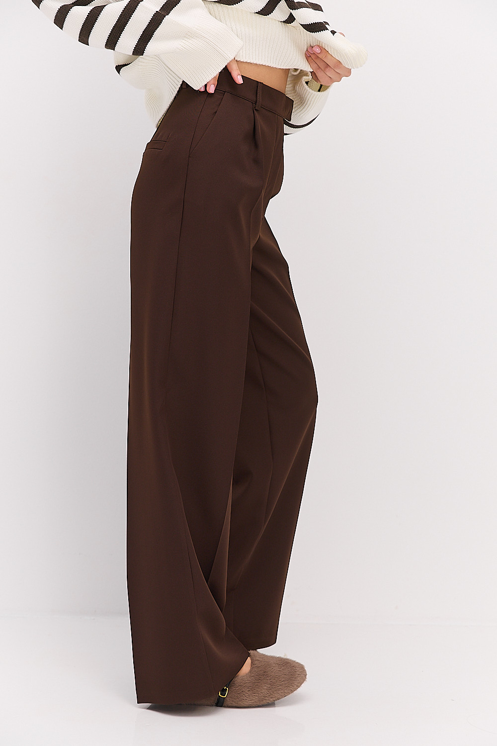 Жіночі палаццо з потаємними застібками темно-шоколадні