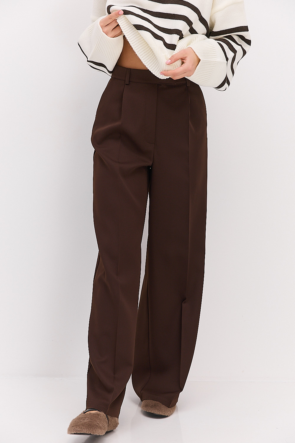 Жіночі палаццо з потаємними застібками темно-шоколадні