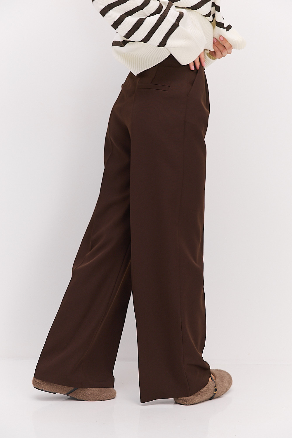 Жіночі палаццо з потаємними застібками темно-шоколадні