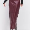 Довга спідниця-олівець з екошкіри бордового кольору