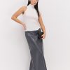 Довга спідниця-олівець з екошкіри сірого кольору