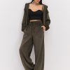 Жіночий спортивний костюм з вельвету на флісі хакі