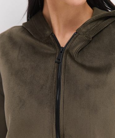 Жіночий спортивний костюм з вельвету на флісі хакі