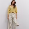 Жіноча oversize футболка поло лимонна з машинної в`язки в сіточку