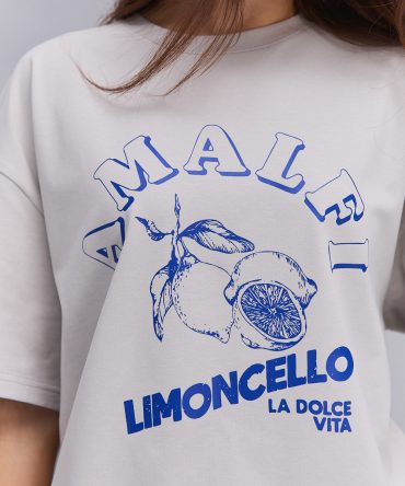Жіноча футболка сіра з синім принтом AMALFI Limoncello